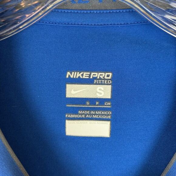Nike Pro Mens Long Sleeve Shirt Size Small Fitted 269610 Blue Activewear - Picture 5 of 6